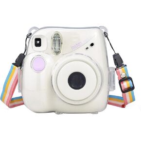 MUZIRI KINOKOO Protective Case Compatible with Fuji Instax Mini 7+ / Mini 7 Plus Instant Camera - PU Leather Case with Adjustable Shoulder Strap - Brown in Kuwait