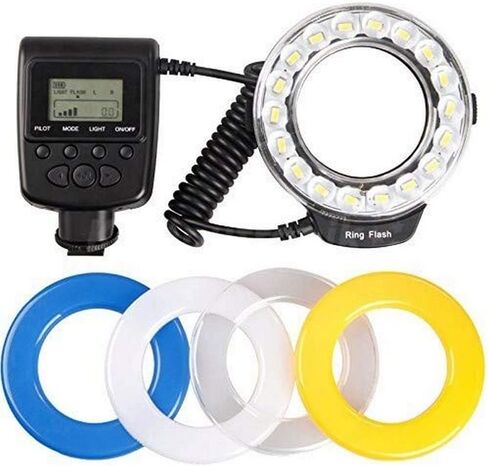 Polaroid 18 Super Bright Macro SMD LED Ring Flash & Light Includes 4 Diffusers (Clear, Warming, Blue, White) For The Canon, Nikon, Panasonic, Olympus, Pentax SLR Cameras (Will Fit 49,52,55,58,62,67,72,77mm Lenses) in Kuwait