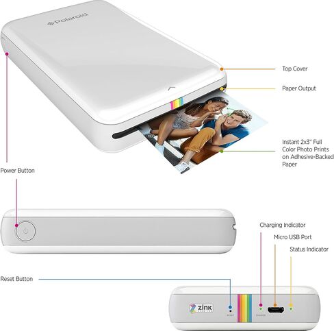 Zink Polaroid ZIP Wireless Mobile Photo Mini Printer (White) Compatible w/ iOS & Android, NFC & Bluetooth Devices in Saudi Arabia
