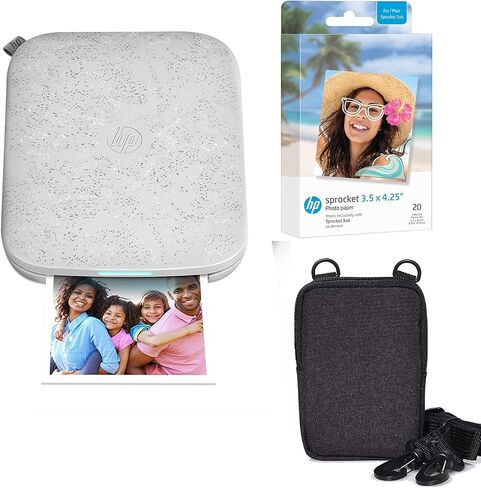 HP Sprocket 3x4 Instant Photo Printer -Kit: 20 Pack Zink Paper, case in Kuwait