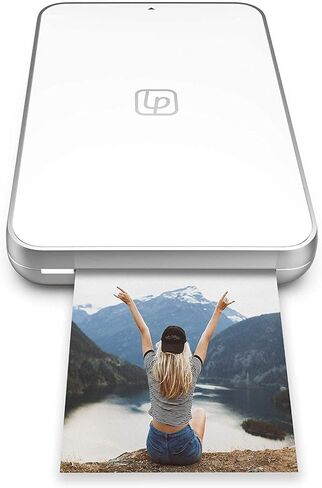 طابعة Lifeprint 2x3 فائقة النحافة، طابعة صور وفيديو محمولة لهواتف iPhone وAndroid (أبيض) حزمة هدايا in Kuwait