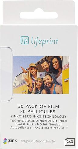 طابعة Lifeprint 2x3 فائقة النحافة، طابعة صور وفيديو محمولة لهواتف iPhone وAndroid (أبيض) حزمة هدايا in Kuwait