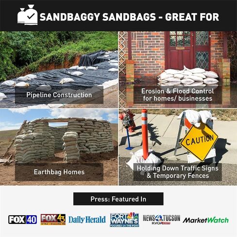 Sandbags for Flooding - Size: 18" x 30" - Color: White - Sand Bag - Flood Water Barrier - Water Curb - Tent Sandbags - Store Bags by Sandbaggy (10,000 Bags) in Kuwait