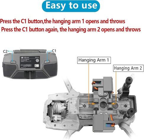 هاناتورا جهاز اسقاط اصدار مزدوج لتحرير الحمولة الهوائية لطائرة دي جيه اي مافيك برو بدون طيار، نظام قطارة نقل بمشبك هوائي، مجموعة ملحقات خطاف طعم الصيد in Kuwait