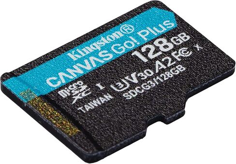 بطاقة ذاكرة Kingston Canvas Go Plus MicroSD بسعة 128 جيجابايت مكونة من قطعتين تعمل مع طائرة DJI Mini 3 Pro بدون طيار، وDJI Avata Drone، وجهاز التحكم عن بعد، ومجموعة RC Pro (SDCG3/128GB) مع 1 كل شيء ما عدا قارئ بطاقات Stromboli TF in Saudi Arabia