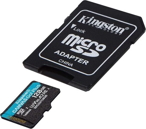 بطاقة ذاكرة Kingston Canvas Go Plus MicroSD بسعة 128 جيجابايت مكونة من قطعتين تعمل مع طائرة DJI Mini 3 Pro بدون طيار، وDJI Avata Drone، وجهاز التحكم عن بعد، ومجموعة RC Pro (SDCG3/128GB) مع 1 كل شيء ما عدا قارئ بطاقات Stromboli TF in Saudi Arabia