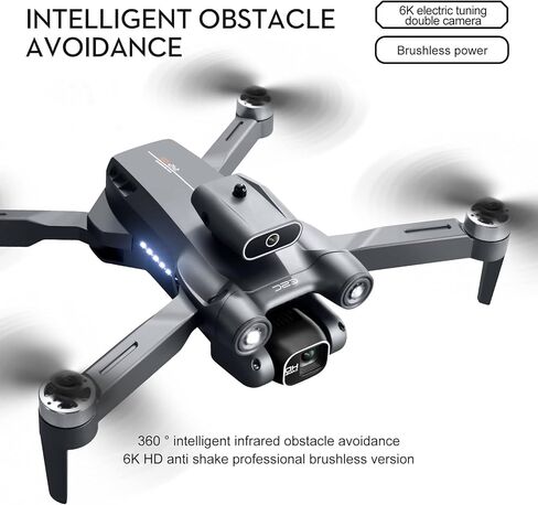 طائرات بدون طيار A13 مع كاميرا للبالغين 4K HD كاميرا مزدوجة تجنب العوائق تلقائيًا بلمسة واحدة مسار الإقلاع والهبوط (أسود) in Kuwait
