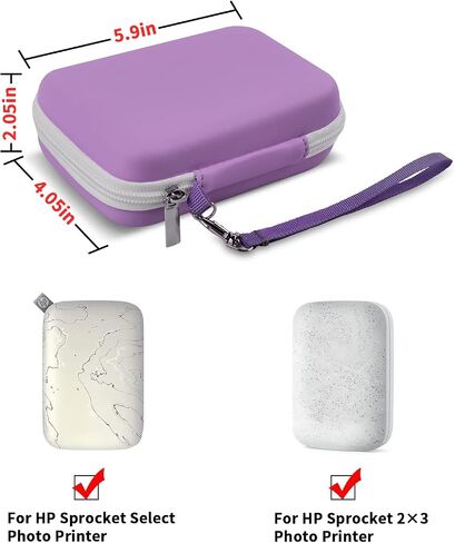 Boobowl Hard Case for HP Sprocket Portable 2x3, Select and 2nd Edition | Grey Organizer, Room for Photo Paper, USB Cable and Small Accessories, School Projects, Parties and Trip - Box Only in Kuwait