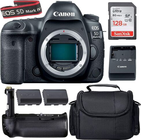 Camera Bundle for Canon EOS 5D Mark IV DSLR Camera Body Only + Accessories (Extra Battery, Battery Grip, 128GB, and Deluxe Case) in Saudi Arabia