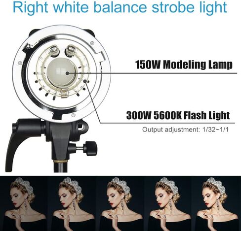 Godox Studio Flash Kit for Photography, 600W Studio Strobe Light Set with Bowens Mount, 2.4G X System MS300 Monolights, Flash Trigger, Softbox, Tripod Stands, Reflector Storage Bag, Umbrella in Kuwait