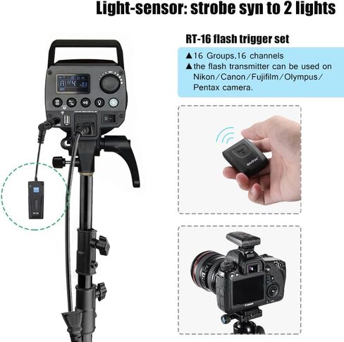 Godox Studio Flash Kit for Photography, 600W Studio Strobe Light Set with Bowens Mount, 2.4G X System MS300 Monolights, Flash Trigger, Softbox, Tripod Stands, Reflector Storage Bag, Umbrella in Kuwait
