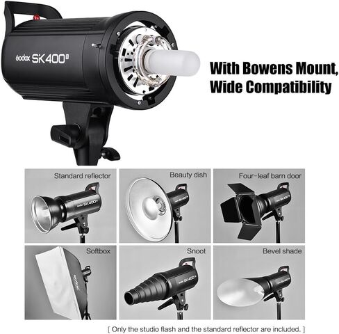 Godox SK400II Professional Compact 400Ws Studio Flash Strobe Light Built-in Godox 2.4G Wireless X System GN65 5600K with 150W Modeling Lamp for E-Commerce Product Portrait Lifestyle Photography in Saudi Arabia