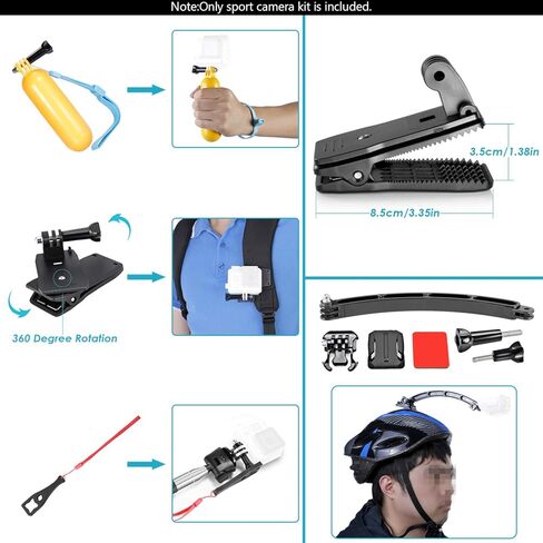 Neewer Upgraded 50-in-1 Action Camera Accessory Kit Compatible with GoPro Hero 10 9 8 Max 7 6 5 Black GoPro 2018 Session Fusion Silver White Insta360 DJI Action 2 AKASO APEMAN Campark SJCAM etc in Kuwait