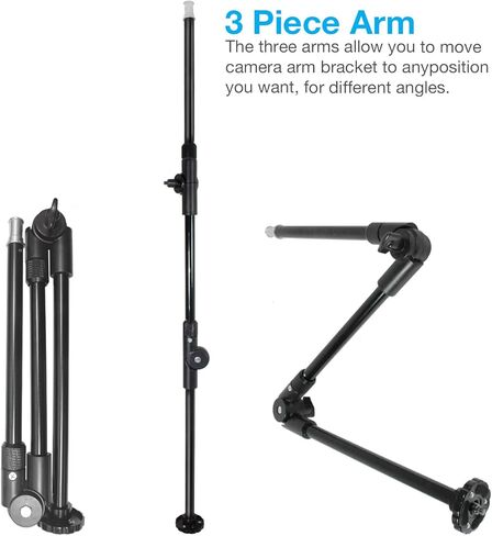 LS Photography 3 Section Single Articulated Arm Camera Mount Bracket with 5/8" & 1/4" Stud for Photo and Video Studio, LGG705 in Kuwait