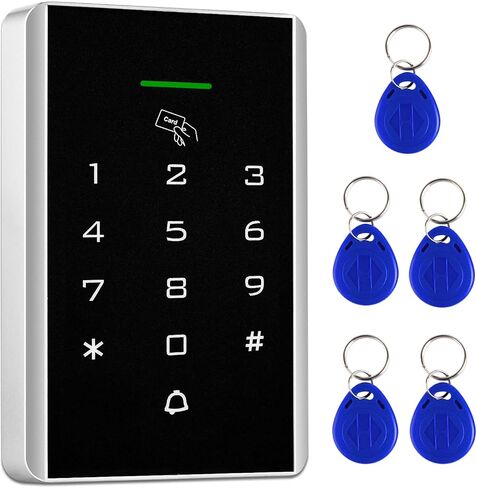 Door Access Control Keypad, 125KHz Proximity ID Card Access Control System, Support 1000 Users Door Access Control, Stand-Alone Keypad + 5PCS Keychains for Entry Access Controller Gate Opener in Saudi Arabia