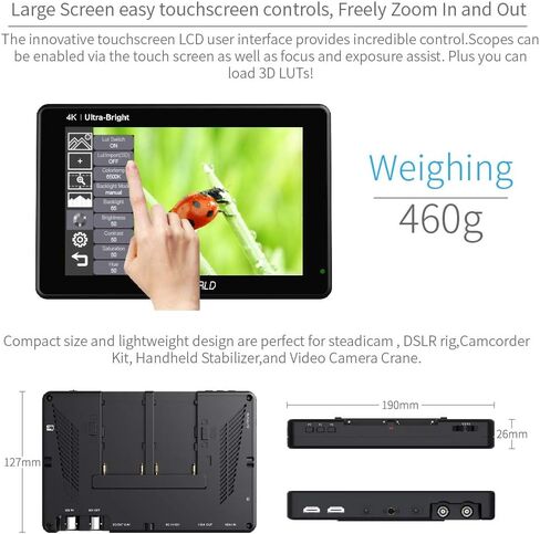 FEELWORLD LUT7 7" 3D LUT Monitor 2200nits Touch Screen Field Monitor Full HD 1920x1200 IPS 4K HDMI Input Output DSLR Monitor in Kuwait