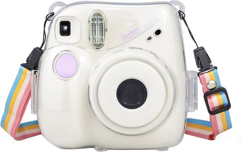 MUZIRI KINOKOO Protective Case Compatible with Fuji Instax Mini 7+ / Mini 7 Plus Instant Camera - PU Leather Case with Adjustable Shoulder Strap - Brown in Kuwait