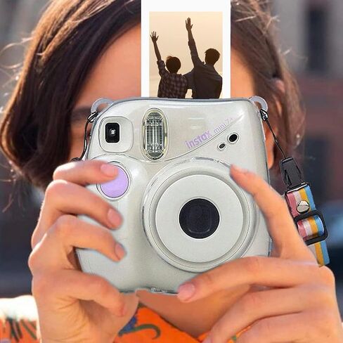 MUZIRI KINOKOO Protective Case Compatible with Fuji Instax Mini 7+ / Mini 7 Plus Instant Camera - PU Leather Case with Adjustable Shoulder Strap - Brown in Kuwait