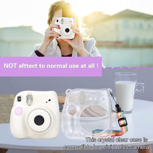 MUZIRI KINOKOO Protective Case Compatible with Fuji Instax Mini 7+ / Mini 7 Plus Instant Camera - PU Leather Case with Adjustable Shoulder Strap - Brown in Kuwait