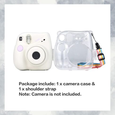 MUZIRI KINOKOO Protective Case Compatible with Fuji Instax Mini 7+ / Mini 7 Plus Instant Camera - PU Leather Case with Adjustable Shoulder Strap - Brown in Kuwait
