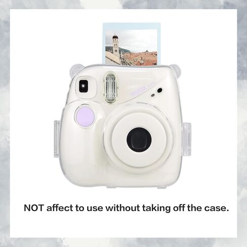 MUZIRI KINOKOO Protective Case Compatible with Fuji Instax Mini 7+ / Mini 7 Plus Instant Camera - PU Leather Case with Adjustable Shoulder Strap - Brown in Kuwait