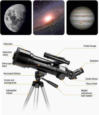 20X-500X Telescope, Astronomy Telescope for Beginners, Kids Telescope Tripod and Backpack, Beat Gift for Kids Adults, Watching The Scenery and Night Sky in Saudi Arabia