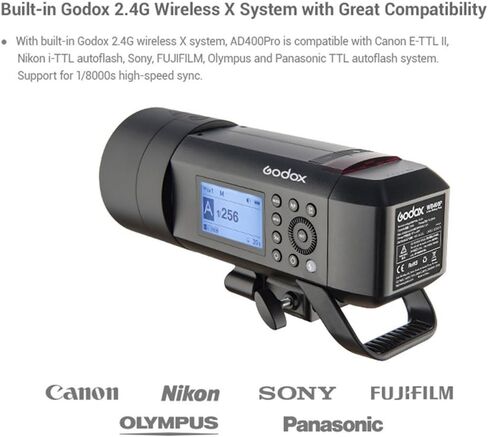Godox Flash Strobe AD400 Pro AD400Pro All-in-One Outdoor Studio Monolight 400W Photographic Lighting for Canon Sony Nikon Fuji Olympus Panasonic Camera TTL 2.4G HSS GN72-30W LED Modeling Lamp in Saudi Arabia