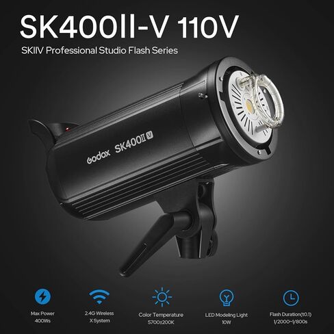 غودوكس SK400II-V (تحديث جديد 2023) 400 واط بوينز ماونت ستوديو التصوير 5600±200K ضوء وامض مدمج 2.4G لاسلكي X مع مصباح نمذجة LED بوينز ماونت فلاش للتصوير الفوتوغرافي in Saudi Arabia
