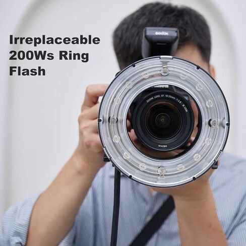 Godox R200 Ring Flash Head with Bag Compatible for AD200/AD200Pro Flash Strobe Speedlite Monolight, 200Ws High Power for Outdoor Portrait Shooting and Wedding Shooting in Kuwait