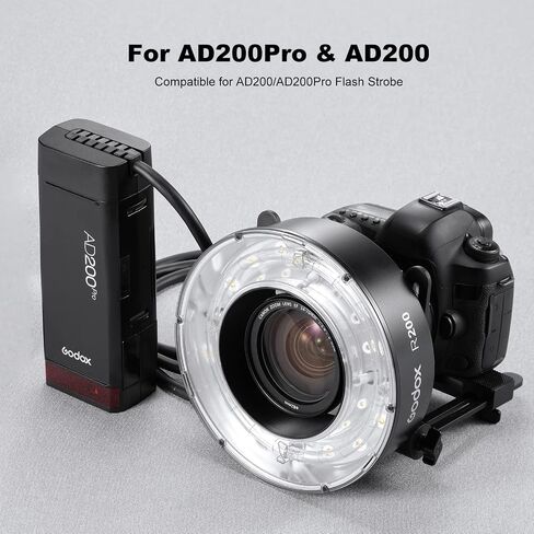 Godox R200 Ring Flash Head with Bag Compatible for AD200/AD200Pro Flash Strobe Speedlite Monolight, 200Ws High Power for Outdoor Portrait Shooting and Wedding Shooting in Kuwait