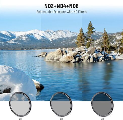 NEEWER 37mm ND Filter Kit and Lens Accessories, ND2 ND4 ND8 UV FLD CPL(Circular Polarizing) Filter Set with Lens Cap/Tulip Shaped Lens Hood in Kuwait