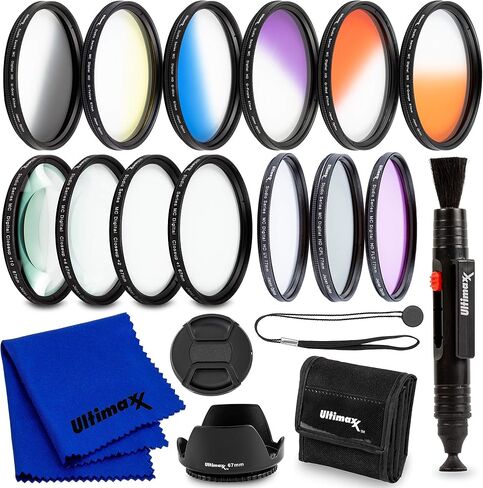 Ultimaxx 52MM Complete Lens Filter Accessory Kit for Lenses with 52MM Filter Size: 6PC Gradual Color Filter Set + UV CPL FLD Filter Set + Macro Close Up Set (+1 +2 +4 +10) in Saudi Arabia