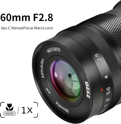Meike 60mm f2.8 Large Aperture APS-C Macro Lenses Manual Focus Prime Fixed Lens Compatible with Olympus EM1 M5 M10 EP5 EPL3 PL5 Panasonic Lumix GM1 GM2 GX1 GX Mirrorless M4/3 Mount Cameras in Saudi Arabia