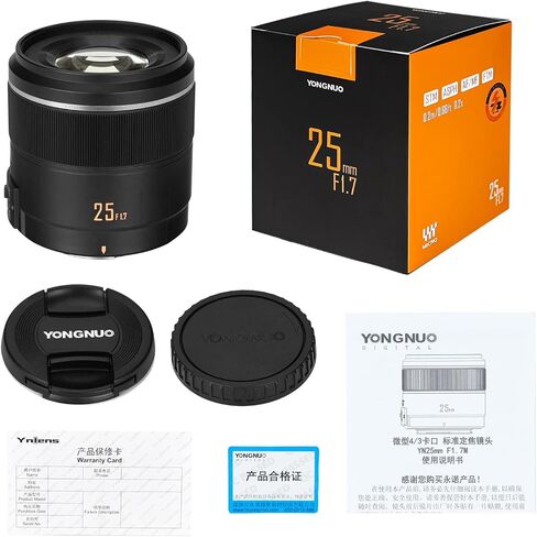 Yongnuo YN25mm F1.7M Auto Focus Standard Prime Lens, Mirrorless Micro Four Thirds, Compatible with Olympus and Panasonic Cameras in Saudi Arabia