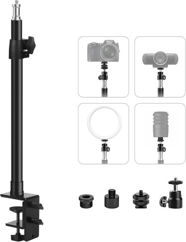 Camera Desk Mount Stand, 12.4-20.8'' Adjustable Desktop C-Clamp Mounting Stand, Aluminum Tabletop Light Stand with 1/4'' Screw Tip for DSLR Camera, Photography Video Light, Live Streaming in Saudi Arabia