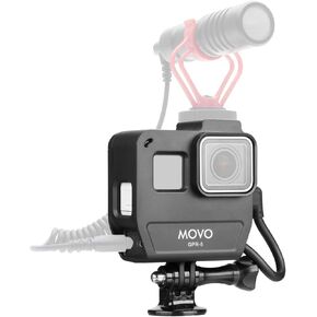 Movo GPR-5 Media Housing GoPro Case Compatible with GoPro Hero 5, GoPro Hero 6, GoPro Hero 7 - Features Cold Shoe Mount for Microphones or Lights - Action Camera Case for Use with GoPro Mic Adapter in Kuwait