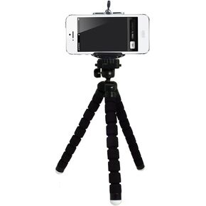 Phot-R 26 cm Large Universal Flexible Tabletop Tripod with Smartphone Holder Mount - Black in Saudi Arabia