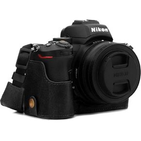 MegaGear MG1811 Ever Ready نصف حافظة كاميرا من الجلد الأصلي متوافقة مع Nikon Z50 - أسود in Kuwait