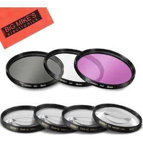 58mm 7PC Filter Set for Canon Rebel T5, T6, T6i, T7i, T8i, EOS 80D, EOS 90D, EOS 77D, SL3 Cameras with Canon EF-S 18-55mm STM Lens - Includes 3 PC Filter Kit (UV-CPL-FLD) and 4PC Close Up Filter Set in Saudi Arabia