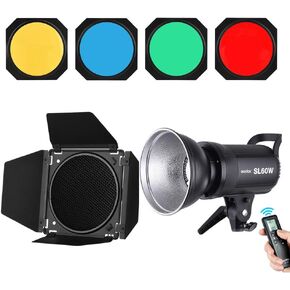 GODOX SL-60W LED Video Light with Barndoor Kit Bowens Mount for Photo Studio Photography Video Recording White Version in Kuwait