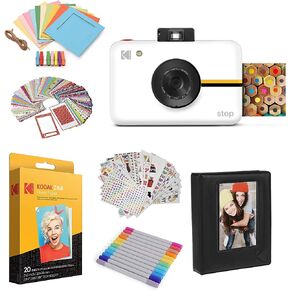 كاميرا Kodak Step الفورية مع مستشعر صور بدقة 10 ميجابكسل، تقنية Zink Zero Ink (أبيض) حزمة: ألبوم صور، حافظة، 20 حزمة من ورق Zink، أقلام تحديد، ملصقات. in Kuwait