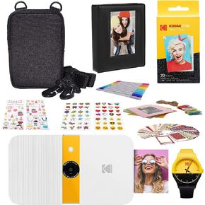 مجموعة سجل قصاصات التصوير الفوتوغرافي للكاميرا الرقمية ذات الطباعة الفورية من KODAK Smile (أبيض/أصفر). in Kuwait