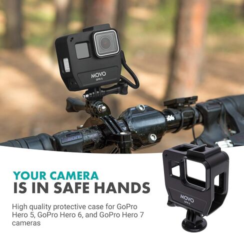 Movo GPR-5 Media Housing GoPro Case Compatible with GoPro Hero 5, GoPro Hero 6, GoPro Hero 7 - Features Cold Shoe Mount for Microphones or Lights - Action Camera Case for Use with GoPro Mic Adapter in Kuwait