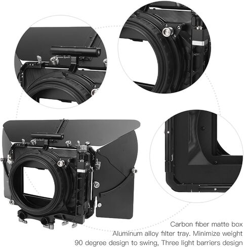 01 02 015 Camera Matte Box, Adjustable Universal Lightweight Carbon Fiber Matte Box Portable for FS5 Camera in Saudi Arabia