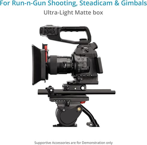 PROAIM MB-10 Lightweight Clip-On Camera Matte Box for 67mm-82mm, 114mm Lenses | Comes with 15mm Rod Adapter| for Run-Gun Shooting, Steadicam, Gimbal & Drone Use (MB-10-01) in Kuwait