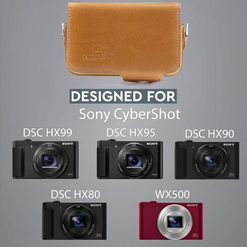 Megagear Sony Cyber-Shot Dsc-Hx80, Dsc-Hx90V, Dsc-Wx500 Leather Camera Case With Strap - Black - MG885 in Kuwait