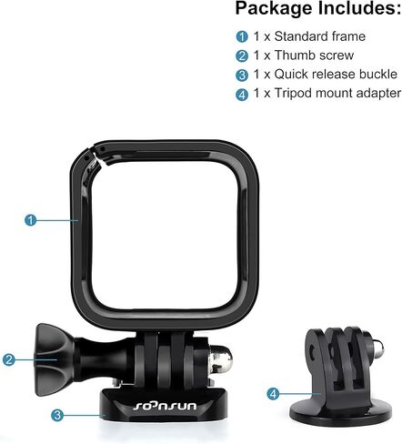 جراب SOONSUN للإطار لكاميرا GoPro Hero 5 Session، Hero 4 Session، Hero Session كاميرات - يتضمن برغي تثبيت سريع الإصدار ومحول ثلاثي القوائم in Kuwait
