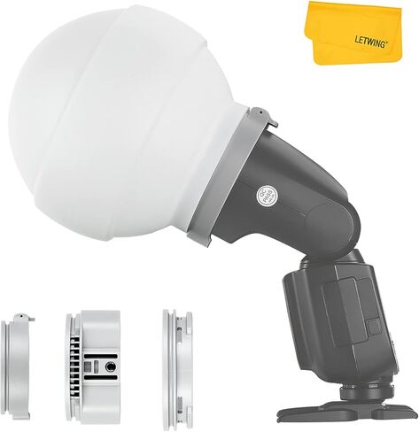 Godox ML-CD15 Diffusion Dome with 3 adapters, Flash Light Diffuser, Compatible for Godox V1 Series ML30 ML60 ML60BI AD200 AD200PRO AD300PRO AD400PRO V1S V1C V1N V1F V1O V860III-S TT685S TT660S in Saudi Arabia