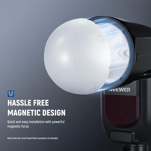 NEEWER Magnetic Dome Diffuser for Z1 Round Head Speedlite Flash, Magnetically Attached Flash Dome Light Modifier for Z1-S, Z1-N, Z1-C Speedlite, M12 in Saudi Arabia