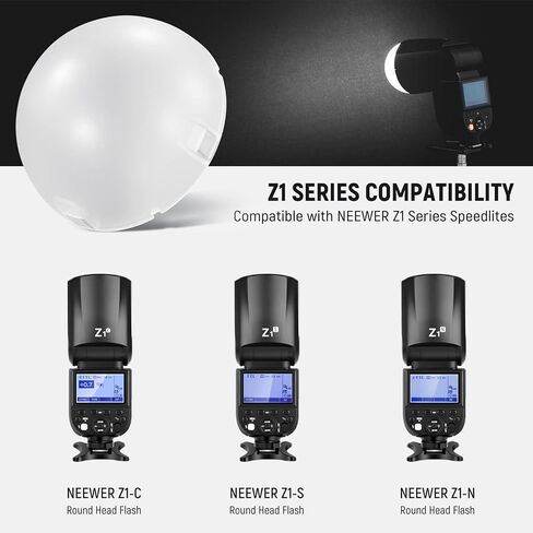 NEEWER Magnetic Dome Diffuser for Z1 Round Head Speedlite Flash, Magnetically Attached Flash Dome Light Modifier for Z1-S, Z1-N, Z1-C Speedlite, M12 in Saudi Arabia